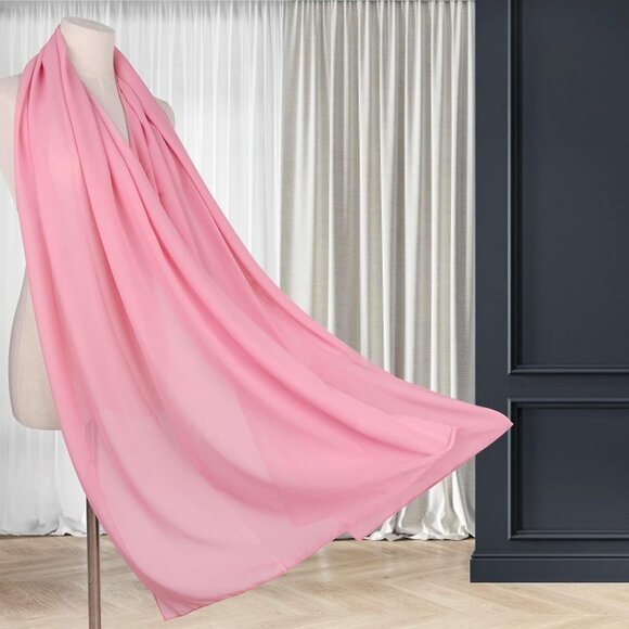 Women Bean Pink Elegant Soft Sheer Chiffon Stole Bride Wedding Shawls and Wraps - Picture 3 of 7